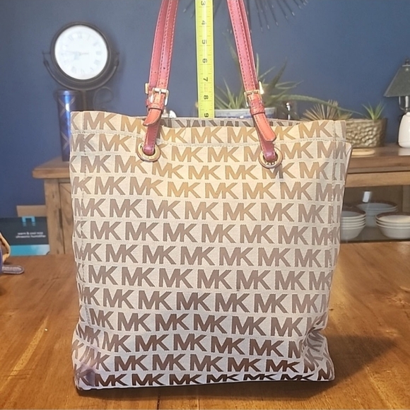 Michael Kors Brown and Red Logo Tote With Red Accents - Picture 1 of 16
